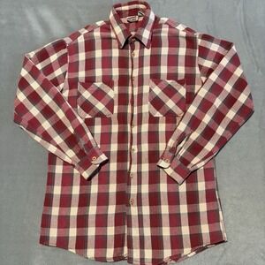 Vintage Big Mac Flannel Shirt Mens L Red Plaid Heavyweight Made In Portugal 70s